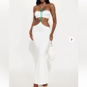 Fashion Nova Samantha Cut Out Chic White Maxi Dress for Women